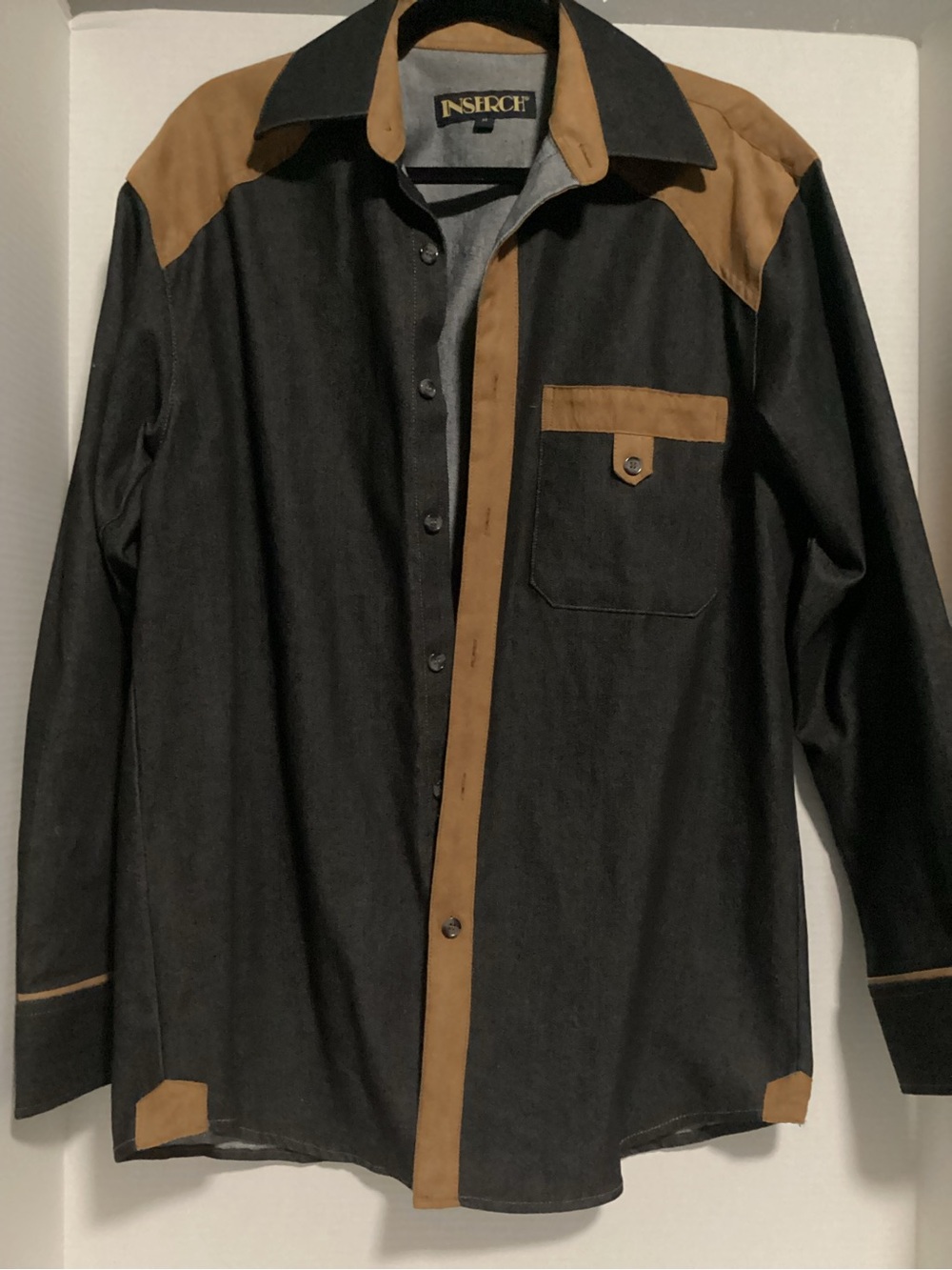 NSR Black Shirt Jacket with Brown Contrast Panels